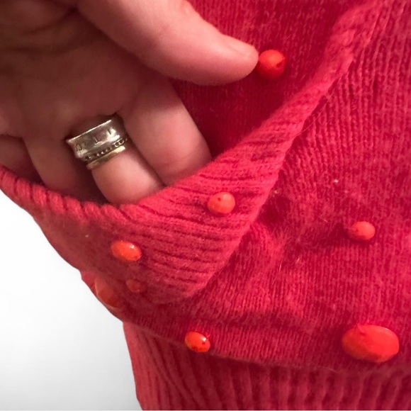 Vintage Chanel coral cashmere Cowl Neck Sweater dress stone embellishments - Picture 10 of 10